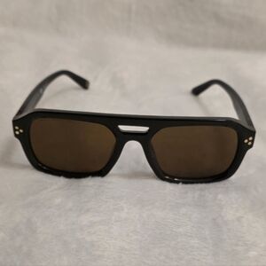 Black Rectangular Sunglasses with Brown Lenses